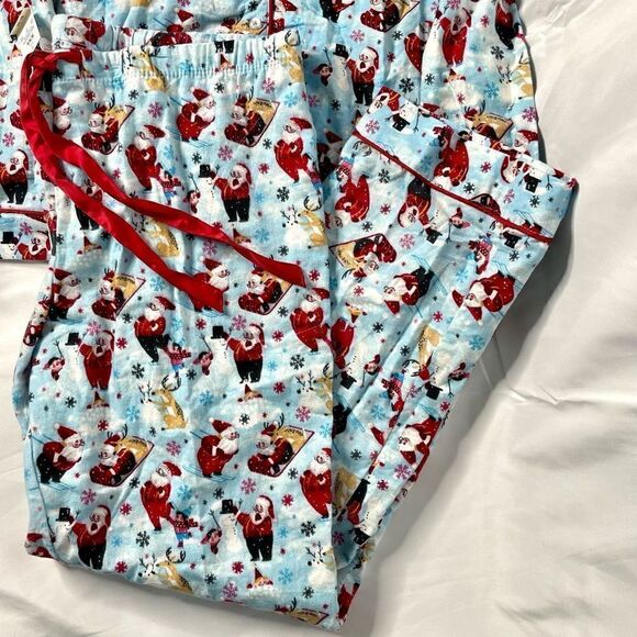 Target Wondershop Women's Light Blue Santa Notch Collar Button up Coat Style Paj - Picture 5 of 14